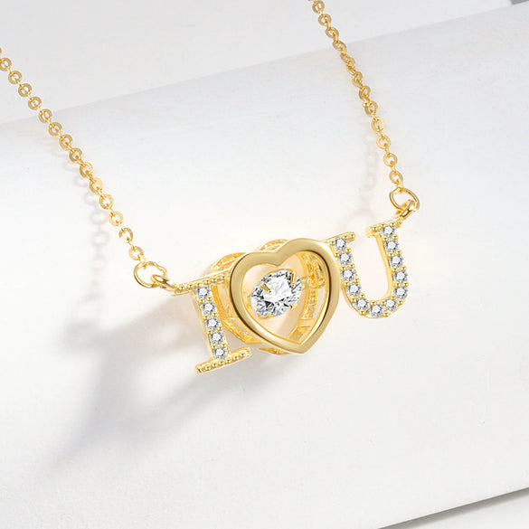 Wholesale Necklace 925 Sterling Silver Beating Heart Pendant With Korean Letter Pattern Electroplated For Women