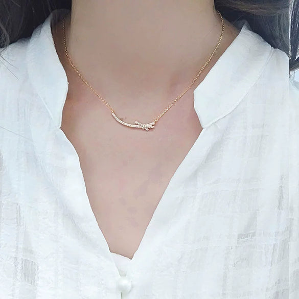 Wholesale Necklace 925 Sterling Silver Bow Mixed Gem Inlay Electroplating