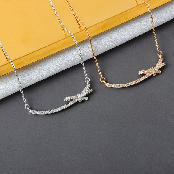 Wholesale Necklace 925 Sterling Silver Bow Mixed Gem Inlay Electroplating