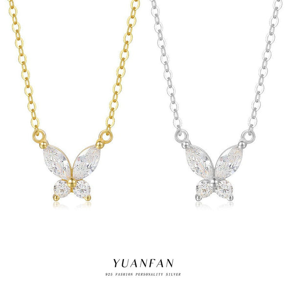 Wholesale Necklace 925 Sterling Silver Butterfly Zircon Inlaid Light Luxury Animal Style