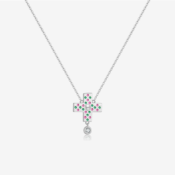Wholesale Necklace 925 Sterling Silver Cross Zircon Electroplated Geometric Design For Women