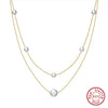 Wholesale Necklace 925 Sterling Silver Double Layer Baroque Pearl Pendant Geometric Electroplated For Women