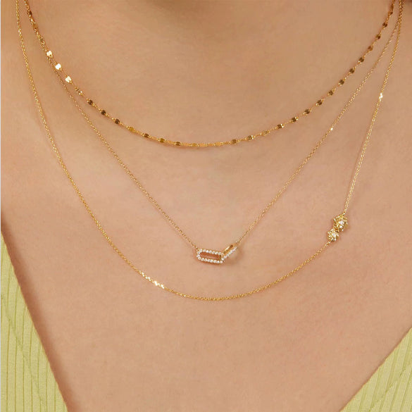 Wholesale Necklace 925 Sterling Silver Double Oval Interlocking Double Ring Pendant With Diamonds Geometric Light Luxury Style