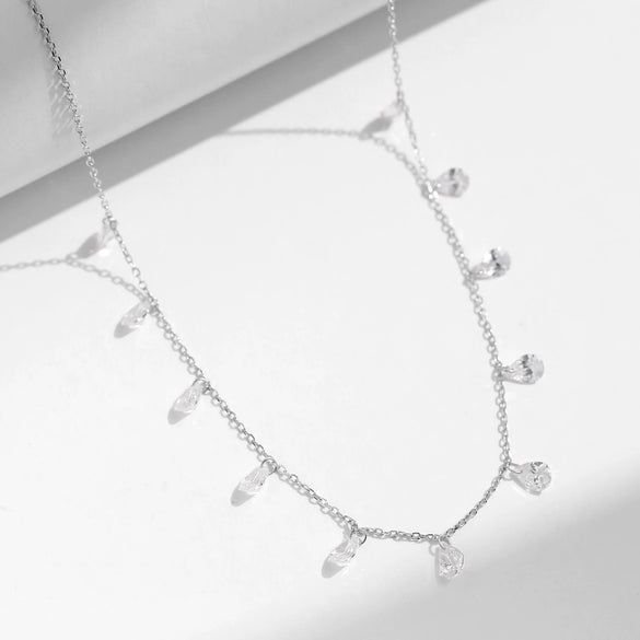 Wholesale Necklace 925 Sterling Silver Dropshaped Diamond Allmatching Women's Clavicle Chain