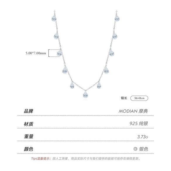 Wholesale Necklace 925 Sterling Silver Dropshaped Diamond Allmatching Women's Clavicle Chain