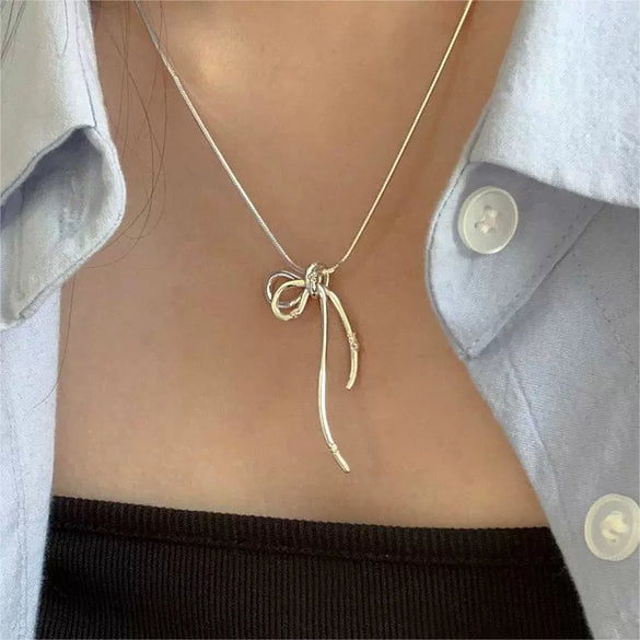 Wholesale Necklace 925 Sterling Silver Geometric Bow Knotted Design