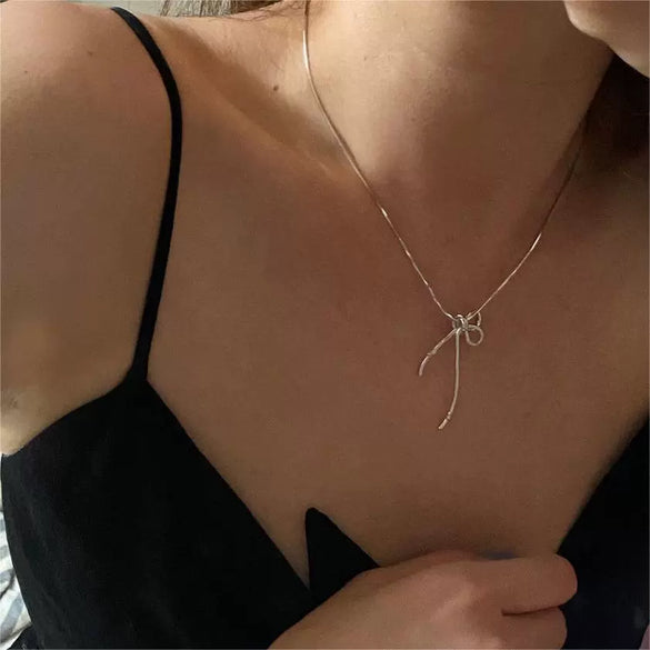 Wholesale Necklace 925 Sterling Silver Geometric Bow Knotted Design