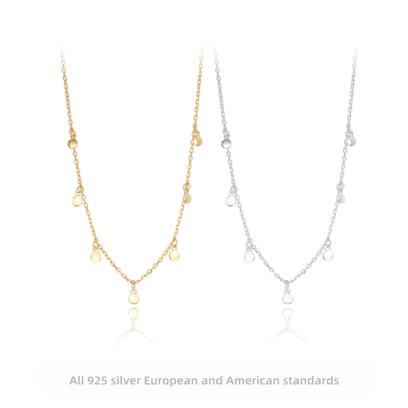 Wholesale Necklace 925 Sterling Silver Geometric Disc Electroplated O Word Chain For Women