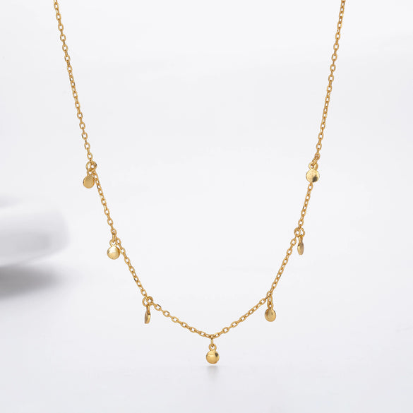 Wholesale Necklace 925 Sterling Silver Geometric Disc Electroplated O Word Chain For Women