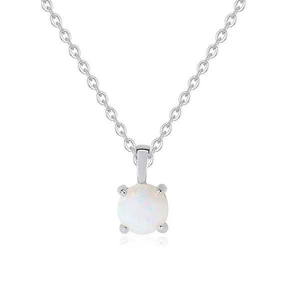 Wholesale Necklace 925 Sterling Silver Geometric Fourclaw Opal Electroplated Women's