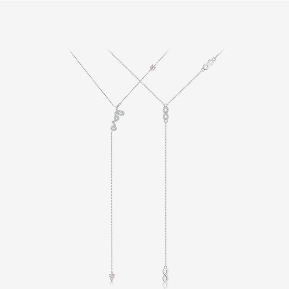 Wholesale Necklace 925 Sterling Silver Geometric Heart Long Tassel Electroplated Platinum 18K Gold Unisex