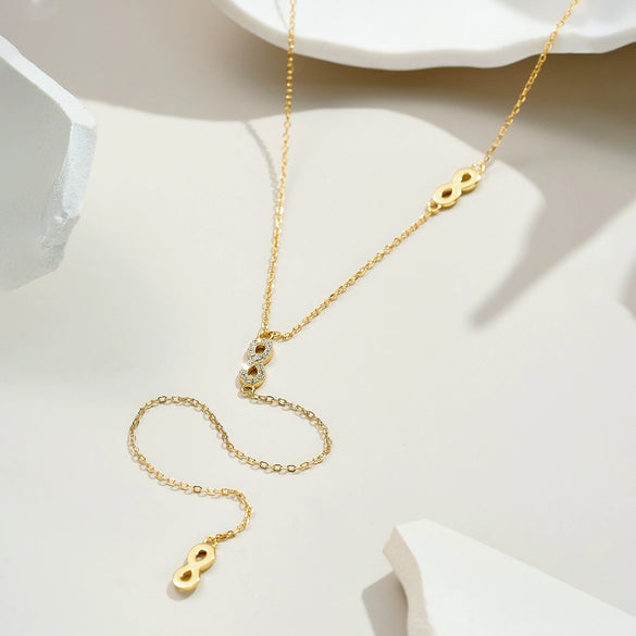 Wholesale Necklace 925 Sterling Silver Geometric Heart Long Tassel Electroplated Platinum 18K Gold Unisex