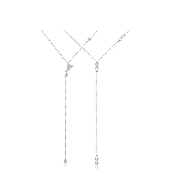 Wholesale Necklace 925 Sterling Silver Geometric Heart Long Tassel Electroplated Platinum 18K Gold Unisex