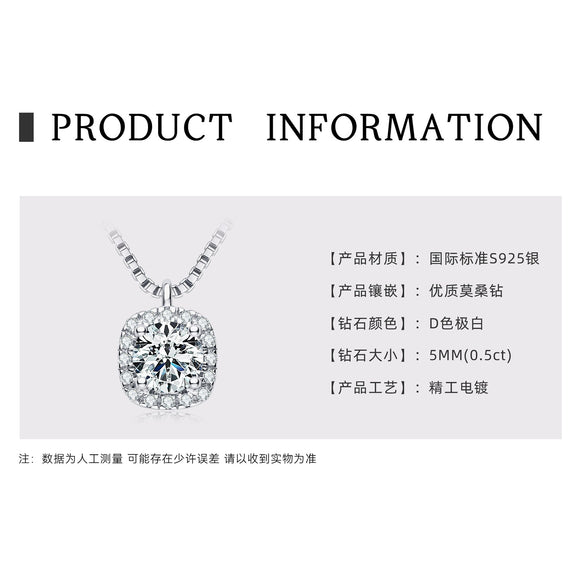 Wholesale Necklace 925 Sterling Silver Geometric Pendant Set With Diamonds Minimalist Style For Women