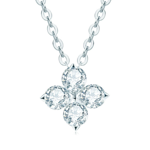 Wholesale Necklace 925 Sterling Silver Geometric Pendant Set With Diamonds Minimalist Style For Women