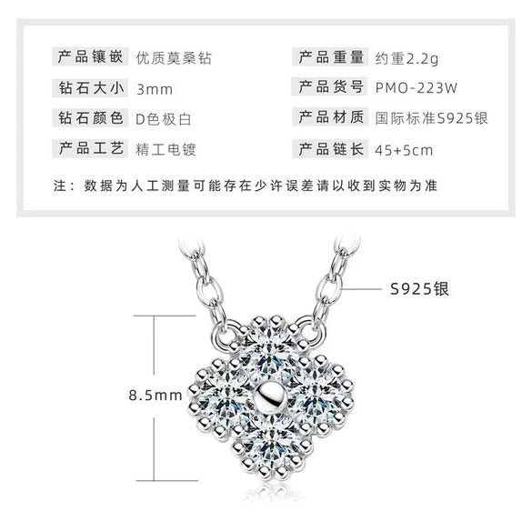 Wholesale Necklace 925 Sterling Silver Geometric Pendant Set With Diamonds Minimalist Style For Women