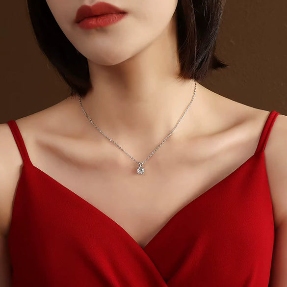Wholesale Necklace 925 Sterling Silver Goldplated Single Diamond Set Eight Hearts And Eight Arrows Zircon Drop Shape Women's