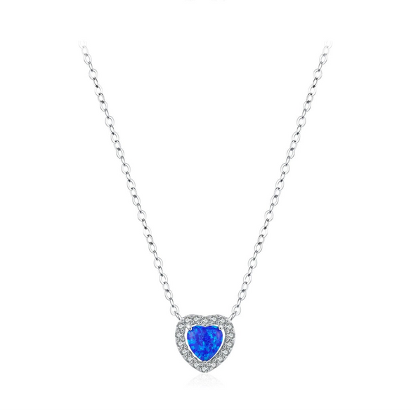 Wholesale Necklace 925 Sterling Silver Heart Shape Niche Design Opal