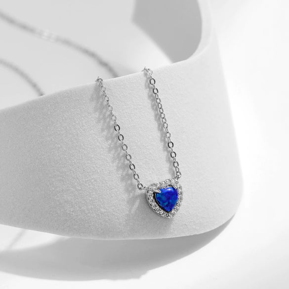 Wholesale Necklace 925 Sterling Silver Heart Shape Niche Design Opal