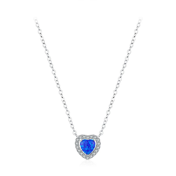 Wholesale Necklace 925 Sterling Silver Heart Shape Niche Design Opal