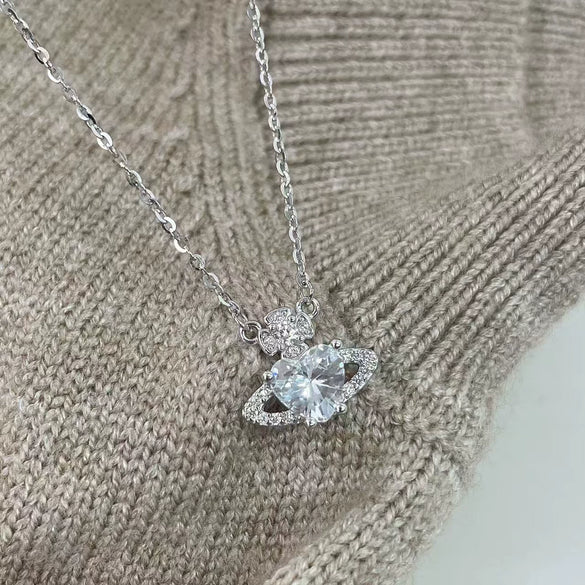 Wholesale Necklace 925 Sterling Silver Heart Shape With Saturn Planet Design For Women