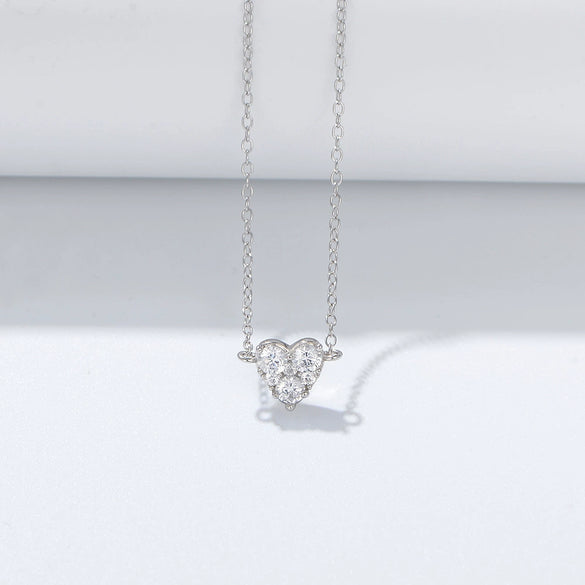 Wholesale Necklace 925 Sterling Silver Heartshaped Diamond Zircon Women's Fashion Cross Chain