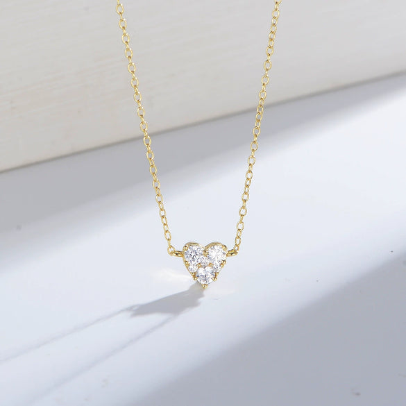Wholesale Necklace 925 Sterling Silver Heartshaped Diamond Zircon Women's Fashion Cross Chain