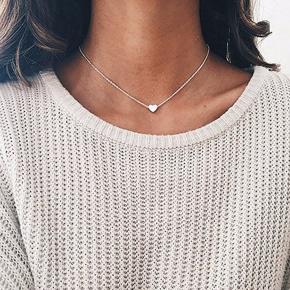 Wholesale Necklace 925 Sterling Silver Heartshaped Geometric Simple Light Luxury Women's Accessories