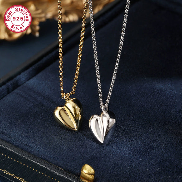 Wholesale Necklace 925 Sterling Silver Heartshaped Retro Light Luxury Electroplated Pendant Clavicle Chain For Women