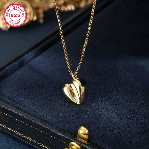 Wholesale Necklace 925 Sterling Silver Heartshaped Retro Light Luxury Electroplated Pendant Clavicle Chain For Women