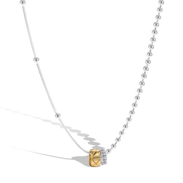 Wholesale Necklace 925 Sterling Silver Irregular Ballpoint Chain Double Ring Diamond Pendant Light Luxury Geometric Electroplating For Women