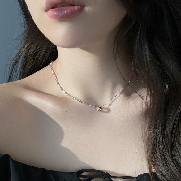 Wholesale Necklace 925 Sterling Silver Irregular Ballpoint Chain Double Ring Diamond Pendant Light Luxury Geometric Electroplating For Women