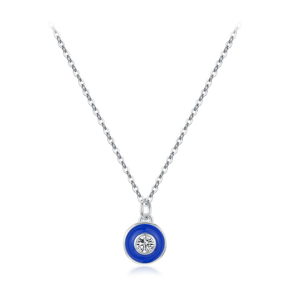 Wholesale Necklace 925 Sterling Silver Klein Blue Enamel Heart Shape Pendant Clavicle Chain For Women Sweet Cool Style