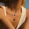 Wholesale Necklace 925 Sterling Silver Klein Blue Enamel Heart Shape Pendant Clavicle Chain For Women Sweet Cool Style