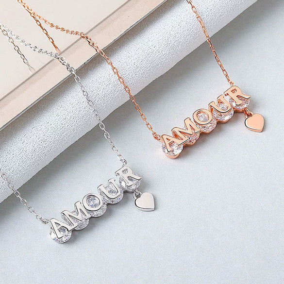 Wholesale Necklace 925 Sterling Silver Letter Pendant Electroplating For Female And Couple