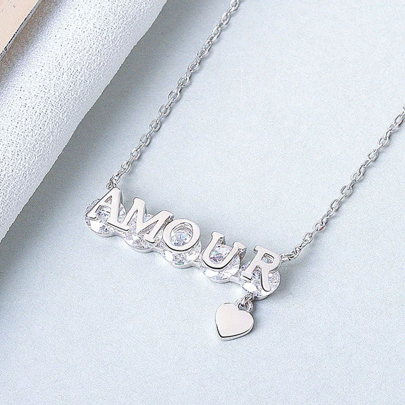 Wholesale Necklace 925 Sterling Silver Letter Pendant Electroplating For Female And Couple
