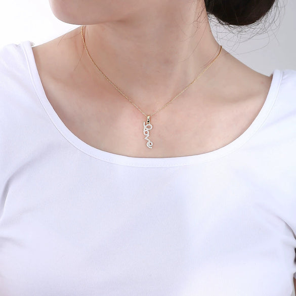 Wholesale Necklace 925 Sterling Silver Love Letter Pendant Cross Chain Micro Inlaid Zircon Light Luxury Romantic For Women