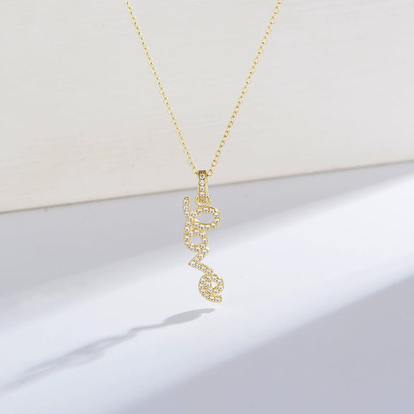 Wholesale Necklace 925 Sterling Silver Love Letter Pendant Cross Chain Micro Inlaid Zircon Light Luxury Romantic For Women