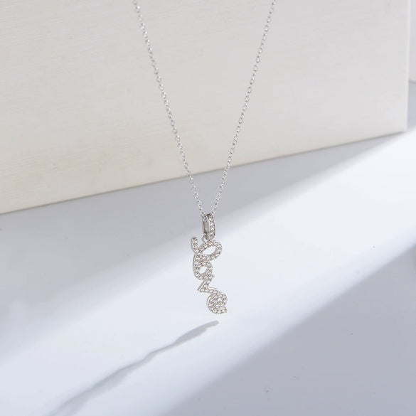 Wholesale Necklace 925 Sterling Silver Love Letter Pendant Cross Chain Micro Inlaid Zircon Light Luxury Romantic For Women