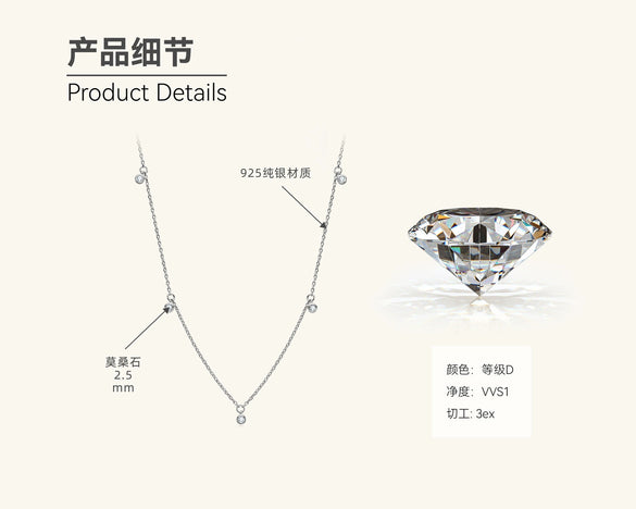 Wholesale Necklace 925 Sterling Silver Moissanite Fourleaf Clover Electroplating Ochain