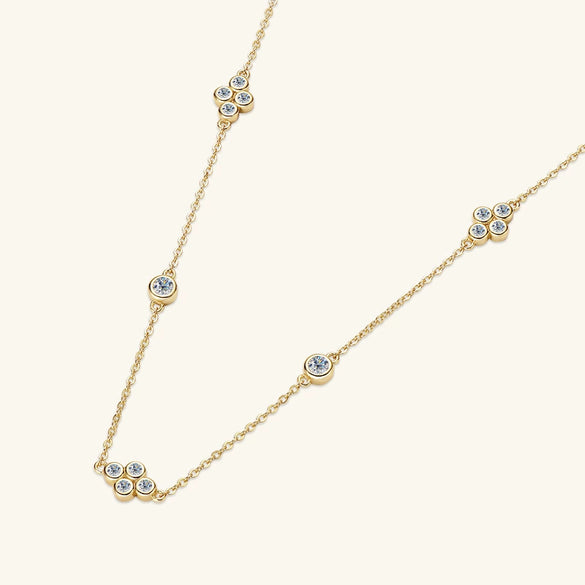 Wholesale Necklace 925 Sterling Silver Moissanite Fourleaf Clover Electroplating Ochain