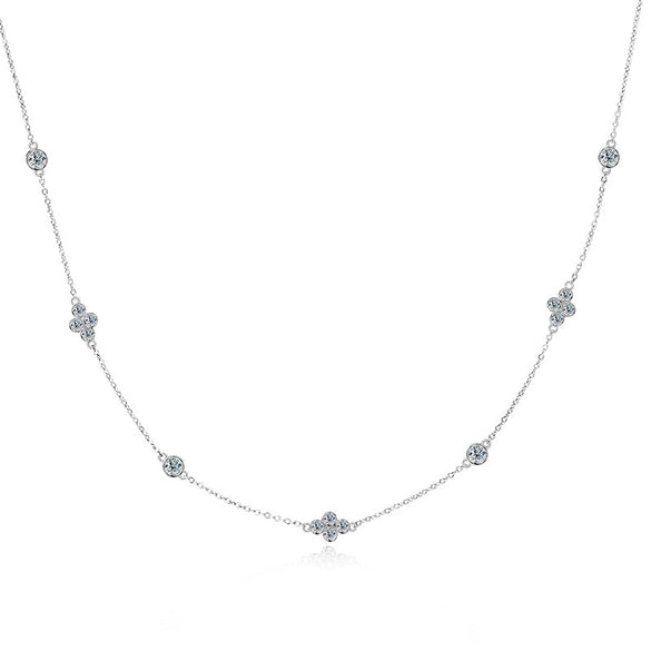Wholesale Necklace 925 Sterling Silver Moissanite Fourleaf Clover Electroplating Ochain