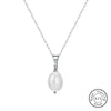 Wholesale Necklace Sterling Silver 925 Natural Freshwater Pearl Baroque Oval Retro Geometric Electroplated