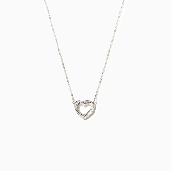 Wholesale Necklace 925 Sterling Silver Overlapping Double Hollow Heart Geometric Electroplated Ochain For Women