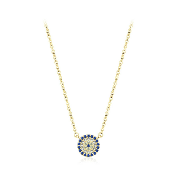 Wholesale Necklace 925 Sterling Silver Round Blue Eyes Microinlay Allmatch Geometric Clavicle Chain For Women