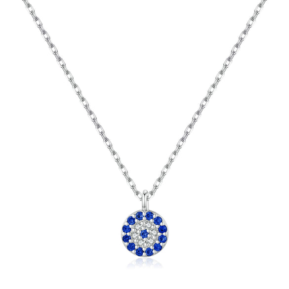 Wholesale Necklace 925 Sterling Silver Round Blue Eyes Zircon Inlaid Clavicle Chain For Women