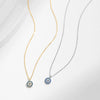 Wholesale Necklace 925 Sterling Silver Round Blue Eyes Zircon Inlaid Clavicle Chain For Women