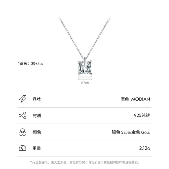Wholesale Necklace 925 Sterling Silver Square Zircon Light Luxury Geometric Style For Women