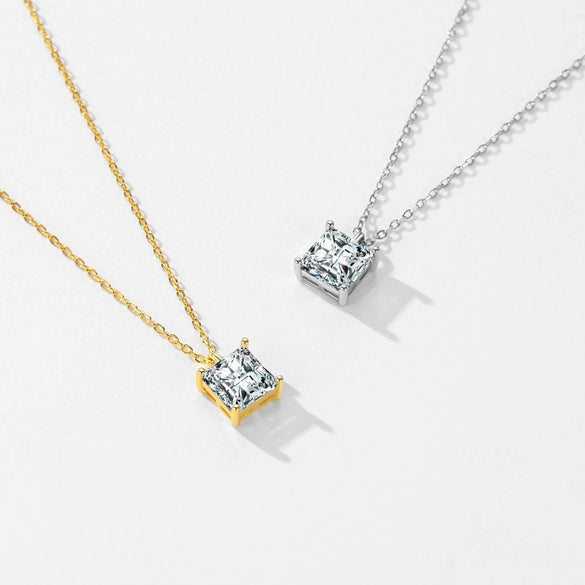 Wholesale Necklace 925 Sterling Silver Square Zircon Light Luxury Geometric Style For Women