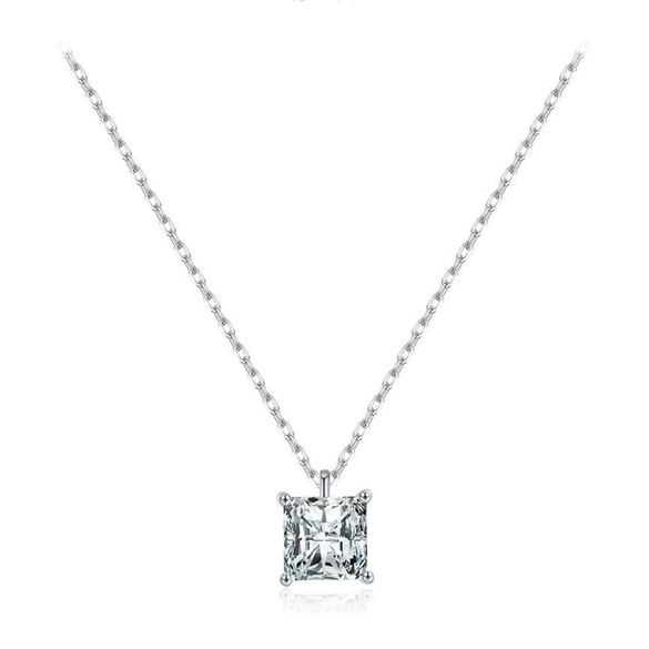 Wholesale Necklace 925 Sterling Silver Square Zircon Light Luxury Geometric Style For Women